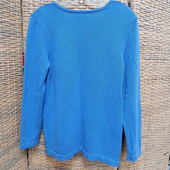 Designers Originals Sweater Medium Blue Drawstring V Neck Long Sleeve Cozy Comfy - Picture 9 of 9